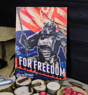 Дерев'яний постер Фаллаут • For freedom • Плакат Fallout • Подарунок для геймера