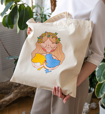 Шоппер «Українка» • Патріотична дизайнерська еко-сумка • Подарунок дівчині на 8 березня