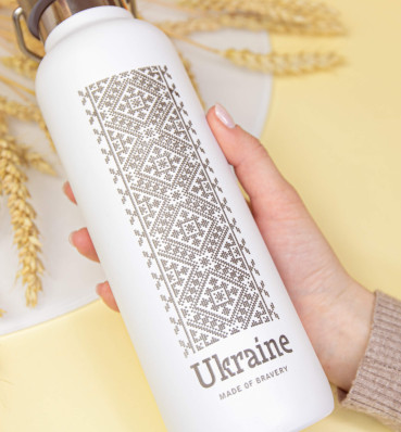Термокружка «Ukraine» ⦁ Термопляшка з дизайном ⦁ Вишиванка ⦁ Патріотичні сувеніри