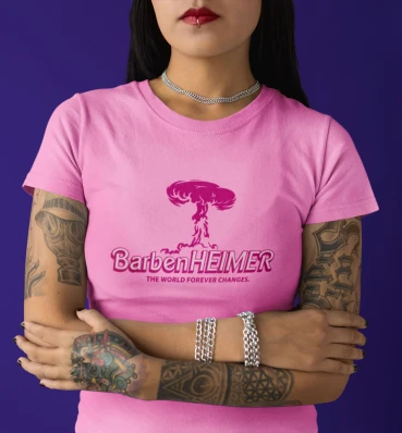 Футболка №2 • Логотип Барбенгеймер ⦁ Мерч Barbenheimer ⦁ Одежда по фильмам Barbie и Oppenheimer ⦁ Опенгеймер и Барби