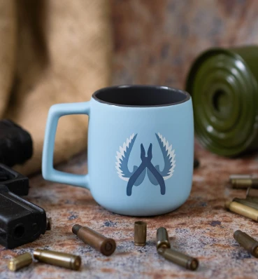 Синяя чашка с логотипом Контр-террористов ⦁ Атрибутика и сувениры Counter-Strike • Подарки в стиле игры Контр-Страйк