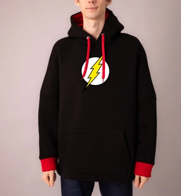 Худи №11 • Логотип Флэша • Одежда с принтом ДС • Мерч с супергероями Flash • Подарок DC
