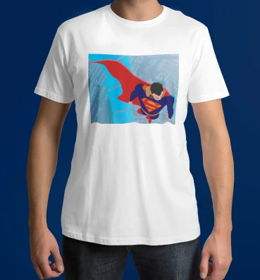 Футболка №16 • Супермен в полете • Superman • Мерч • Одежда с супергероями в стиле DC