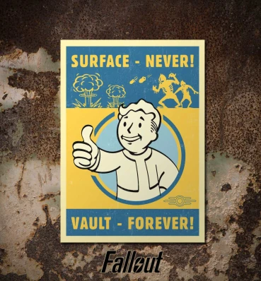 Бумажный постер Vault Forever • Плакат с Vault Boy в стиле Фаллаут • Подарок для геймера и фаната игры Fallout