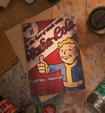 Листівка ⦁ Nuka Cola ⦁ Сувеніри за грою Фолаут ⦁ Подарунок для геймера Fallout