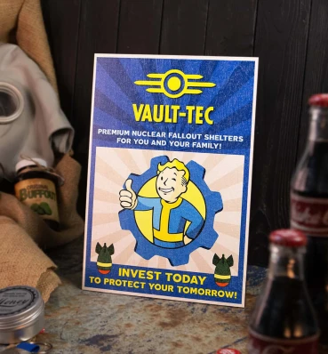Деревянный постер Фоллаут • Корпорация Vault-Tec • Плакат Fallout • Подарок для геймера
