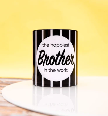 Чашка «The happiest brother in the world» • Дизайнерская кружка на подарок брату
