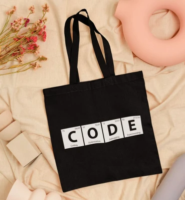 Шопер №6 • CODE • Мерч для IT-спеціаліста чи програміста • Стильна дизайнерська еко-сумка