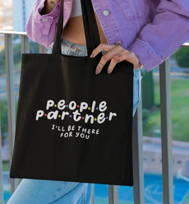 Шоппер №6 • People Partner в стиле Friends • Мерч для IT-специалиста • Стильная дизайнерская эко-сумка