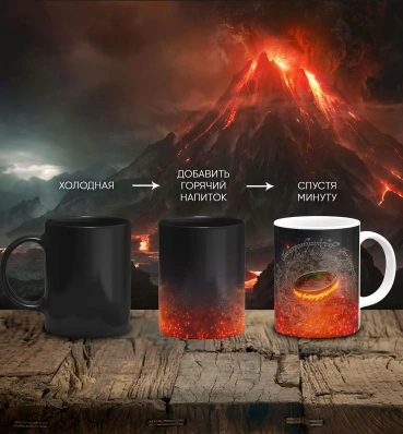 Магічна термо-чашка з кільцем Всевладдя в полум'ї ⦁ Володар Перснів • The Lord of the Rings