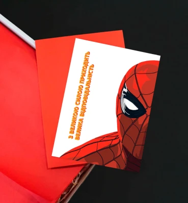Открытка с Человеком Пауком • Spider Man • Подарок фанату Марвел • Сувениры Marvel