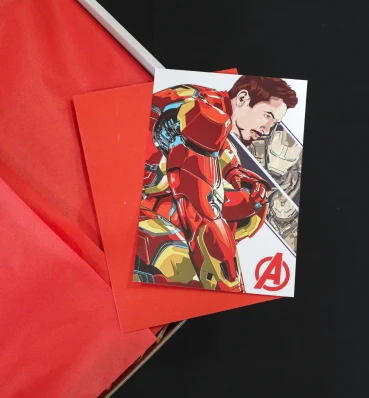 Листівка з Залізною людиною • Iron Man • Подарунок фанату Марвел • Сувеніри Marvel