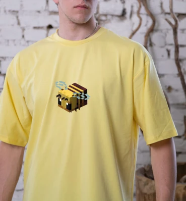Футболка OVERSIZE №1 • Bee • Одяг для фанатів гри Майнкрафт • Мерч Minecraft для геймерів