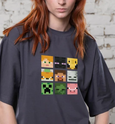 Футболка OVERSIZE №3 • Персонажі • Одяг для фанатів гри Майнкрафт • Мерч Minecraft для геймерів