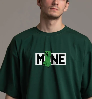 Футболка OVERSIZE №10 • Mine • Одежда для фанатов игры Майнкрафт • Мерч Minecraft для геймеров