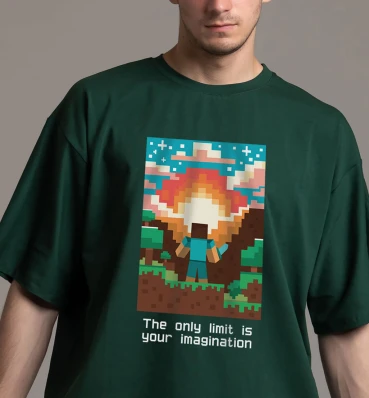 Футболка OVERSIZE №14 • The only limit is your imagination • Одежда для фанатов игры Майнкрафт • Мерч Minecraft для геймеров
