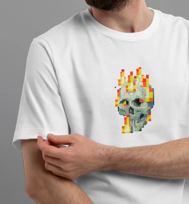 Футболка №12 • Burning Skull • Одежда для фанатов игры Майнкрафт • Мерч Minecraft для геймеров