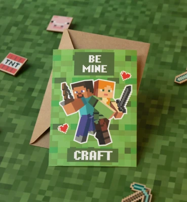 Открытка ⦁ Be Mine ⦁ Сувениры по игре Майнкрафт ⦁ Подарок для геймера в стиле Minecraft
