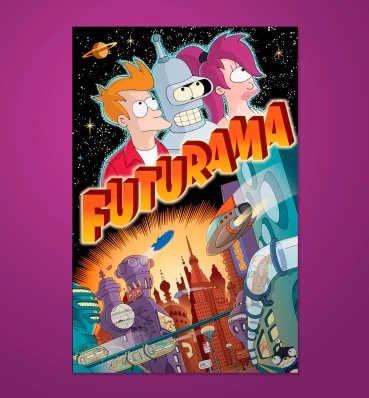 Постер • С героями • Плакат по мультсериалу • Футурама • Подарки Futurama