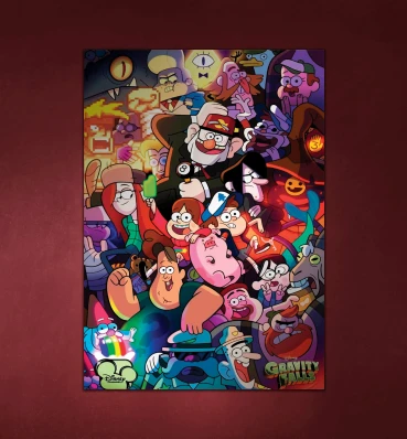 Бумажный постер • Со всеми персонажами • Плакат Гравити Фолз • Подарок Gravity Falls