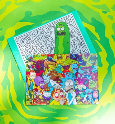Листівка з персонажами в конверті з огірочком Ріком • Рік і Морті • Подарунки Rick and Morty