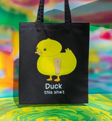Шоппер №5 • Duck • Мерч Рик и Морти • Дизайнерская эко-сумка с принтом желтой утки • Rick and Morty