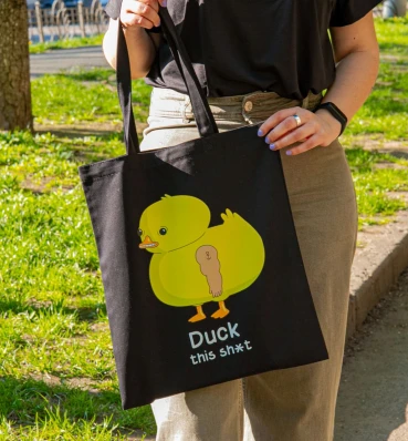 Шоппер №5 • Duck • Мерч Рик и Морти • Дизайнерская эко-сумка с принтом желтой утки • Rick and Morty