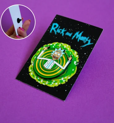 Значок с Риком в зелёном круге • Пин • Рик и Морти • Сувениры • Подарки Rick and Morty