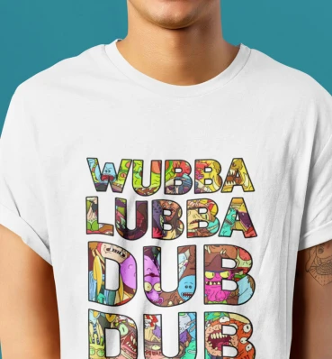 Футболка №13 • Wubba lubba • Рік і Морті, біла