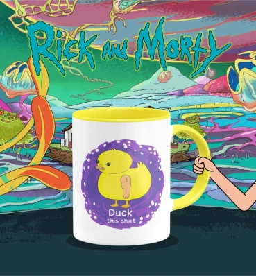 Чашка №3 • Duck • Кружка Рик и Морти • Посуда с желтой уточкой • Подарки Rick and Morty