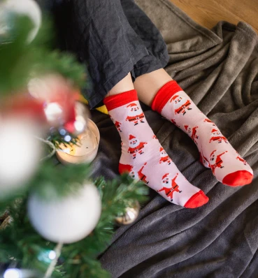 Носочки з новорічним принтом • Теплі шкарпетки • Універсальний подарунок на Новий Рік та Різдво