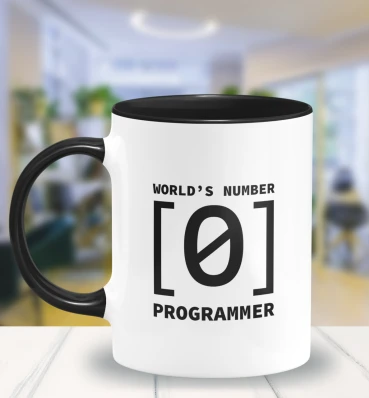 Чашка «Number 0» • Дизайнерське горнятко для програміста • Подарунок айтішнику та IT-спеціалісту