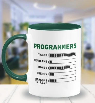 Чашка «Loading bar» • Дизайнерская кружка для программиста • Подарок айтишнику и IT-специалисту