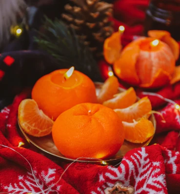 Соевая свеча в форме мандарина • М • Новогодние подарки • Сувениры ручной работы