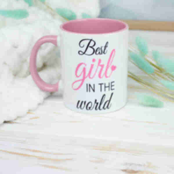 Чашка «Best girl in the world ❤» ⦁ Кухоль для коханої, найкращої дівчини, дівчинки. Подарунок жінці, сестрі.