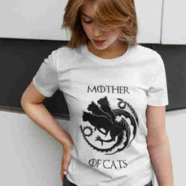 Футболка №5 • Mother of cats • Гра Престолів, біла