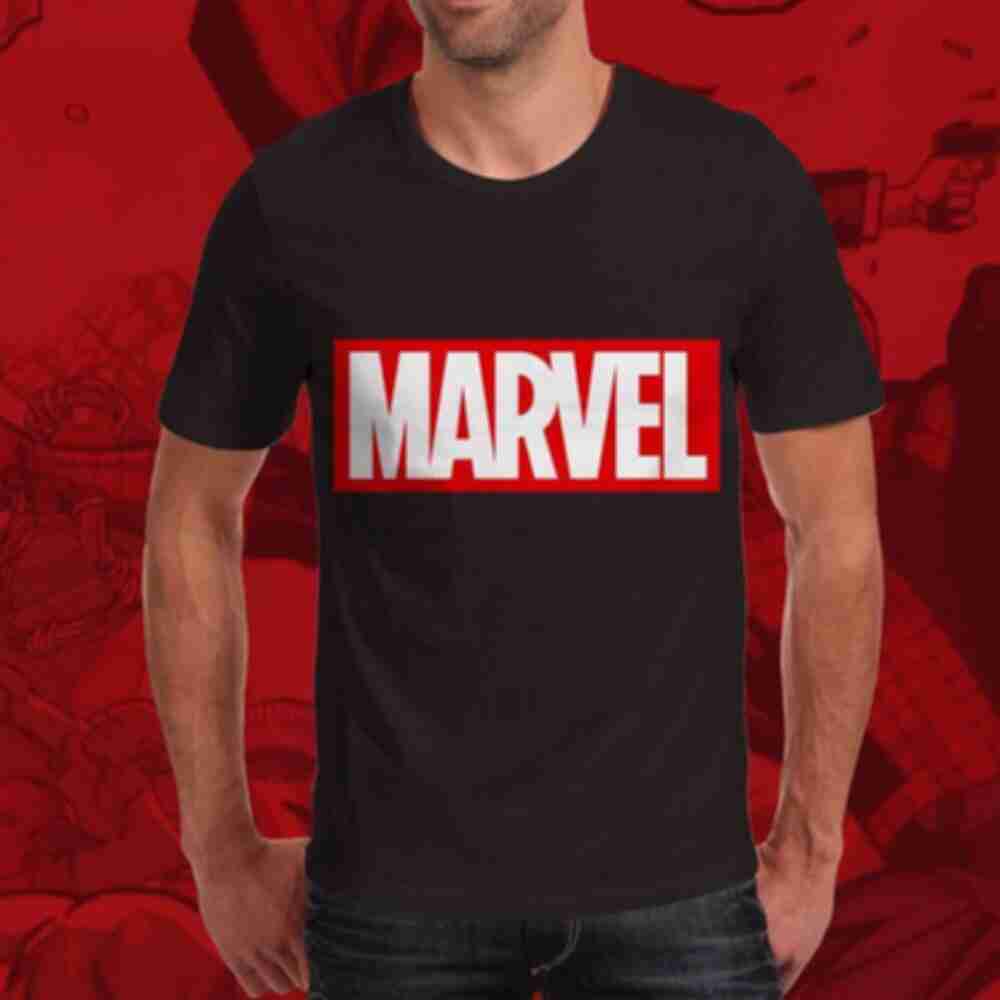 Футболка №1 • Лого Марвел • Marvel, чорнаФото №2