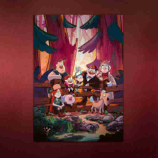 Паперовий постер • Персонажі у лісі • Плакат Гравіті Фолз • Подарунок Gravity Falls
