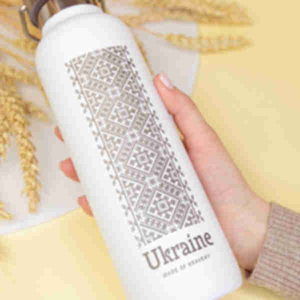 Термокружка «Ukraine» ⦁ Термопляшка з дизайном ⦁ Вишиванка ⦁ Патріотичні сувеніри