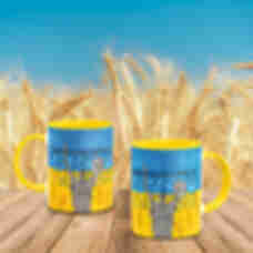 Чашка «Freedom» с дизайном Родина-Мать ⦁ Кружка Ukraine ⦁ Патриотические сувениры