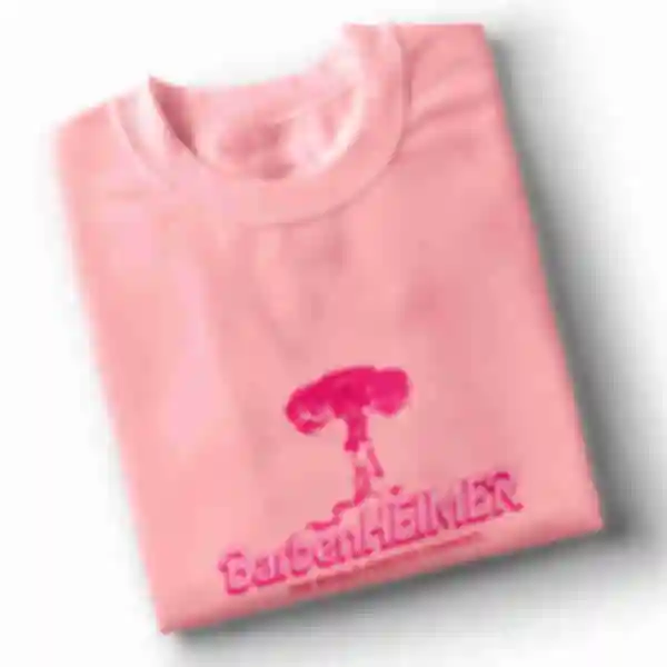 Футболка OVERSIZE №2 • Логотип Барбенгеймер, розовая