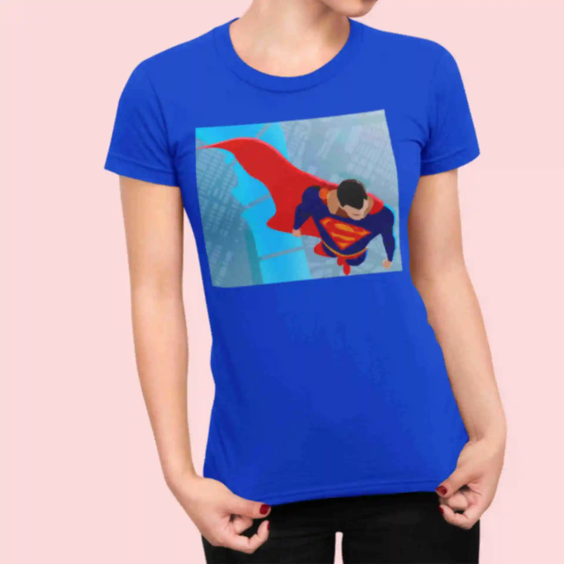 Футболка №16 • Супермен в полете • Superman • Мерч • Одежда с супергероями в стиле DC. Фото №1