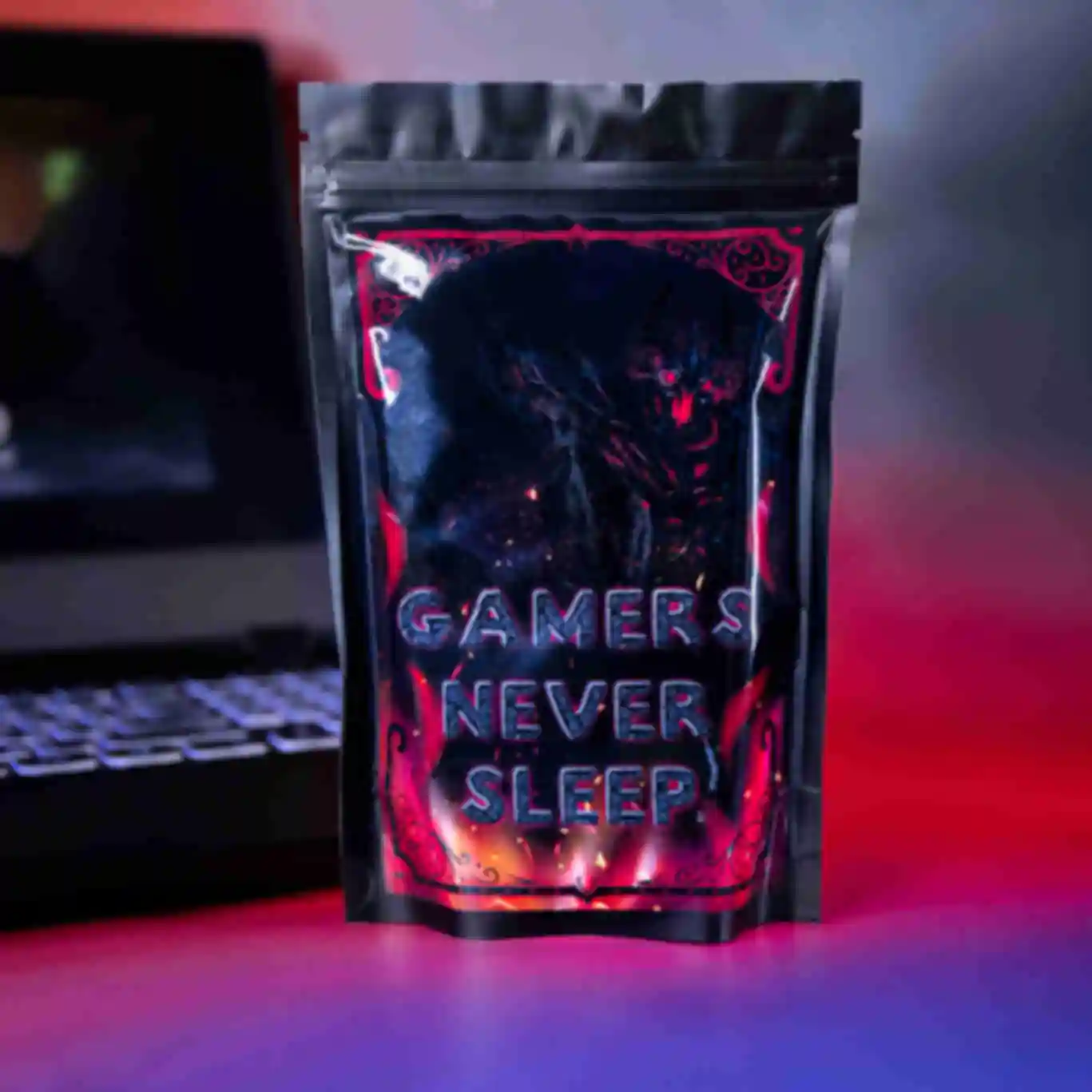 Упаковка кави "Gamers never sleep" • Їжа у стилі гри Дота 2 • Сувеніри на подарунок фанату ігорФото №1