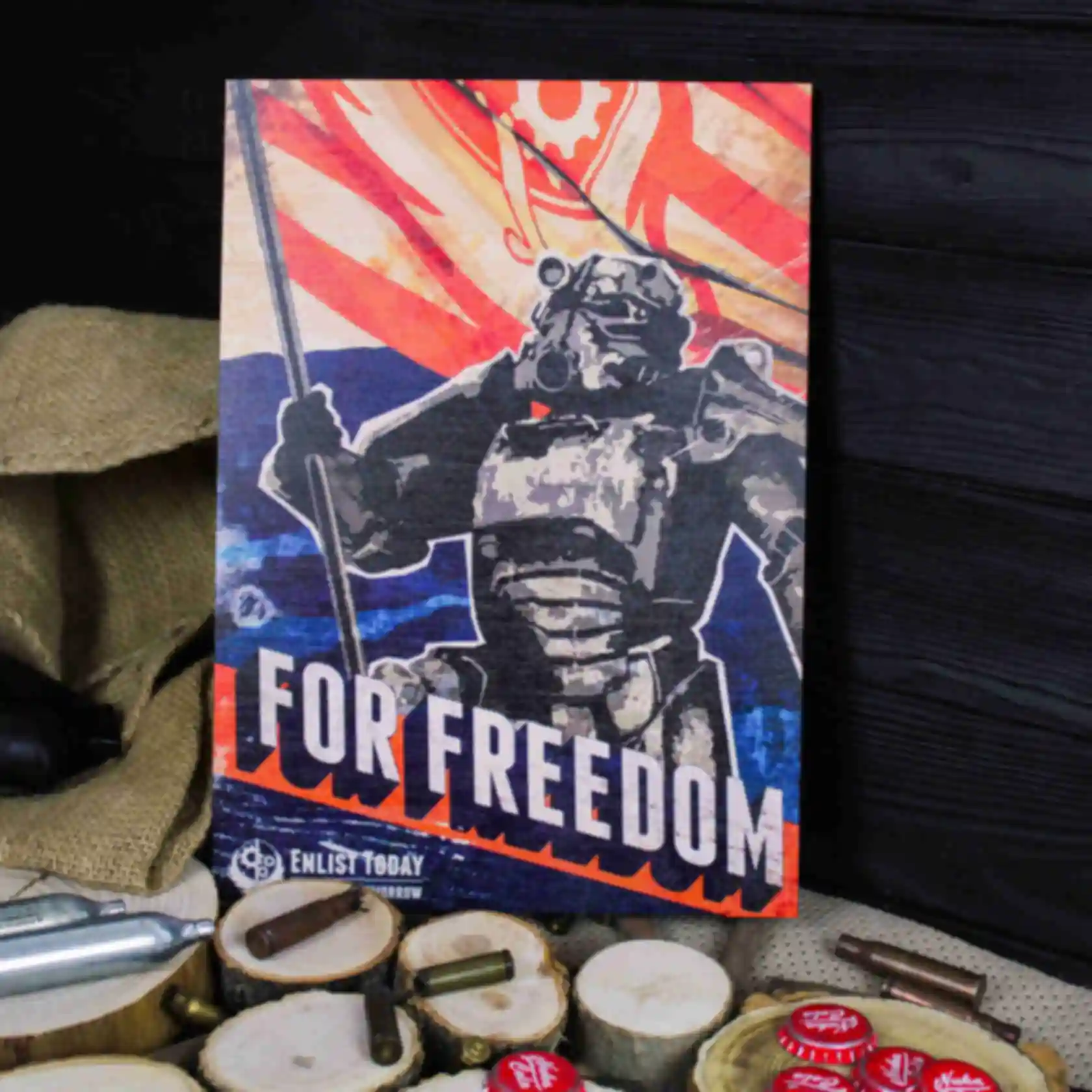 Деревянный постер Фаллаут • For freedom  • Плакат Fallout • Подарок для геймера. Фото №55