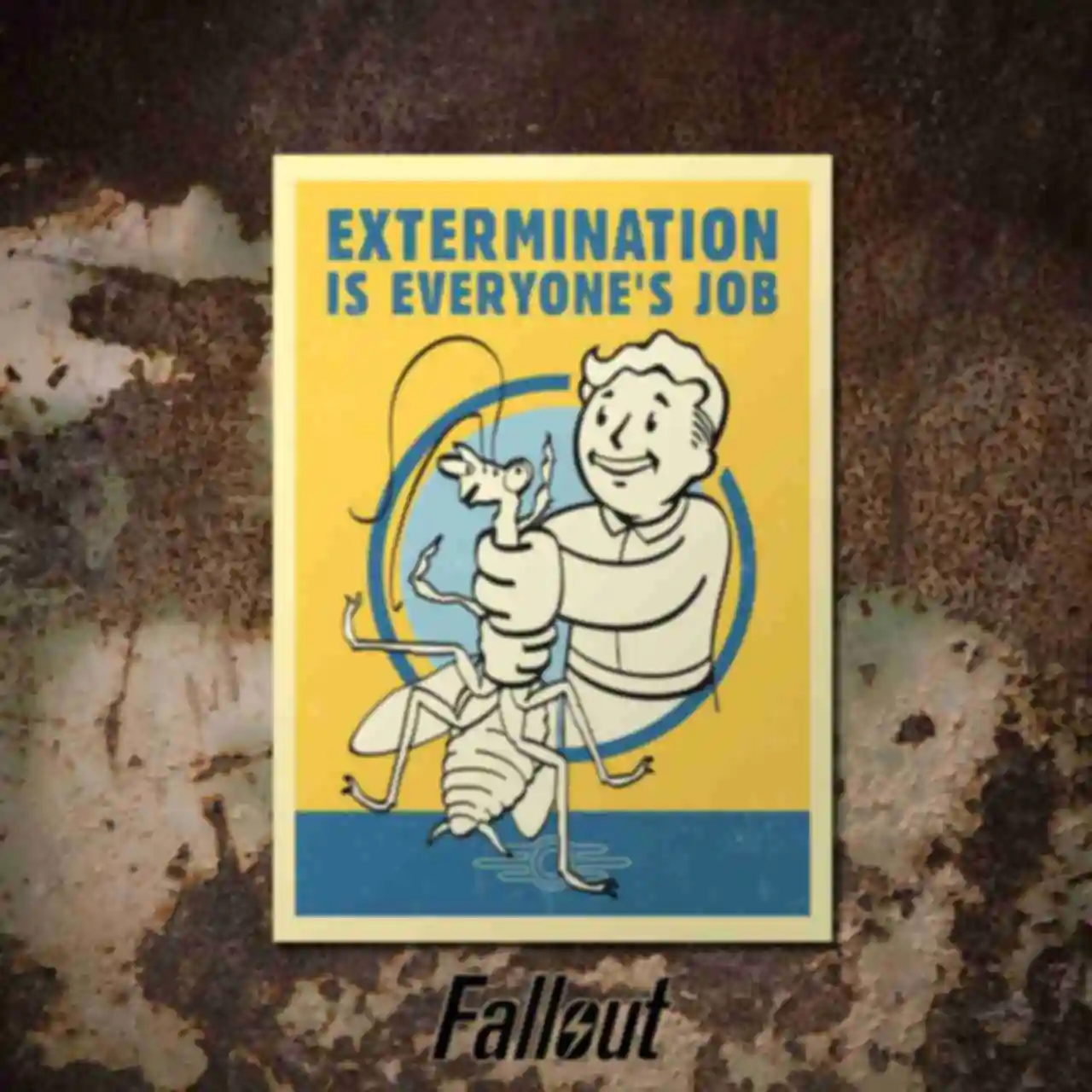 Бумажный постер Extermination Job • Плакат с Vault Boy в стиле Фаллаут • Подарок для геймера и фаната игры Fallout. Фото №59