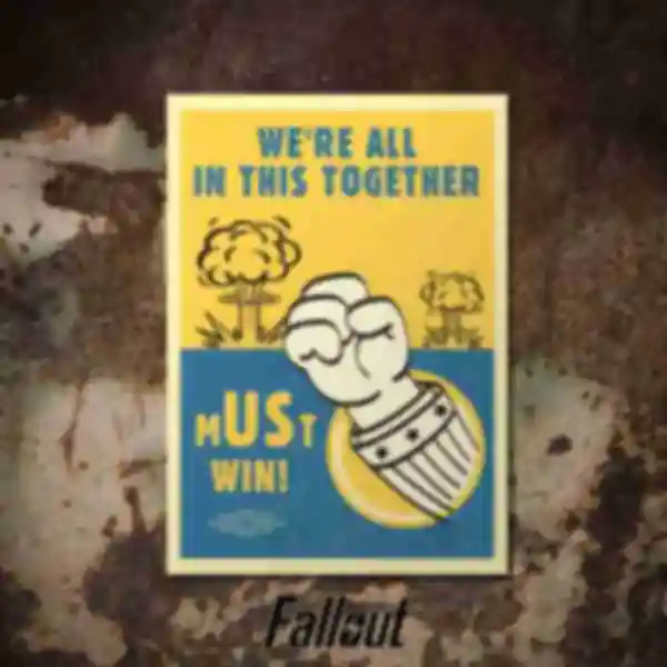 Паперовий постер Must Win • Плакат з Vault Boy в стилі Фолаут • Подарунок для геймера і фаната гри Fallout