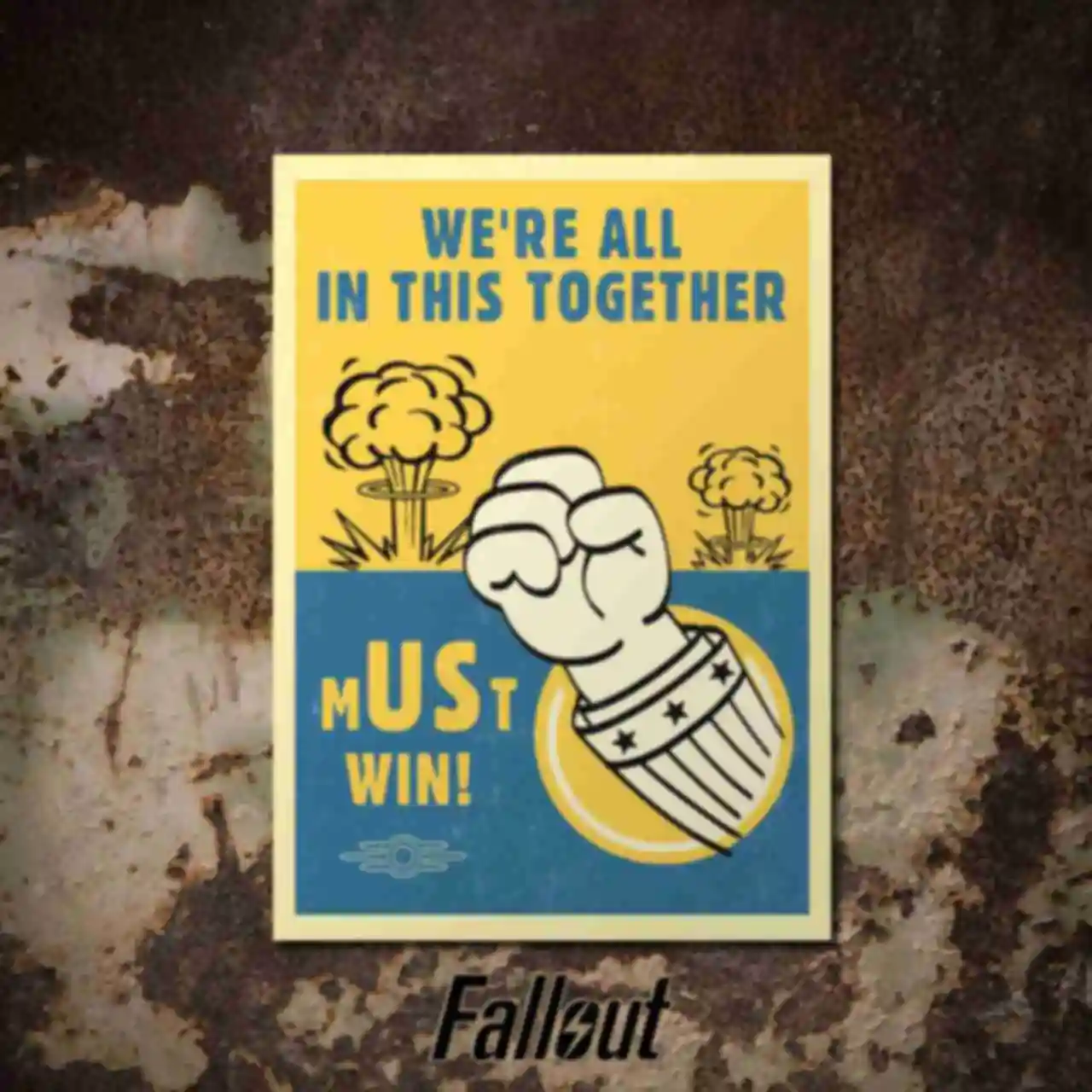 Паперовий постер Must Win • Плакат з Vault Boy в стилі Фолаут • Подарунок для геймера і фаната гри Fallout