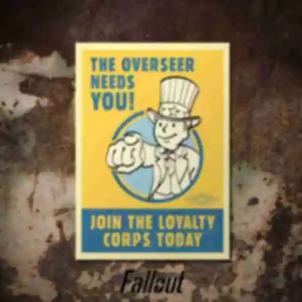 Паперовий постер Overseer needs you • Плакат з Vault Boy в стилі Фолаут • Подарунок для геймера і фаната гри Fallout