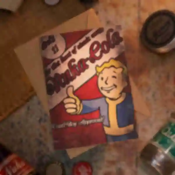 Открытка ⦁ Nuka Cola ⦁ Сувениры по игре Фоллаут ⦁ Подарок для геймера Fallout