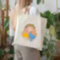 Шоппер «Українка» • Патриотическая дизайнерская эко-сумка • Подарок девушке на 8 марта , бежевый